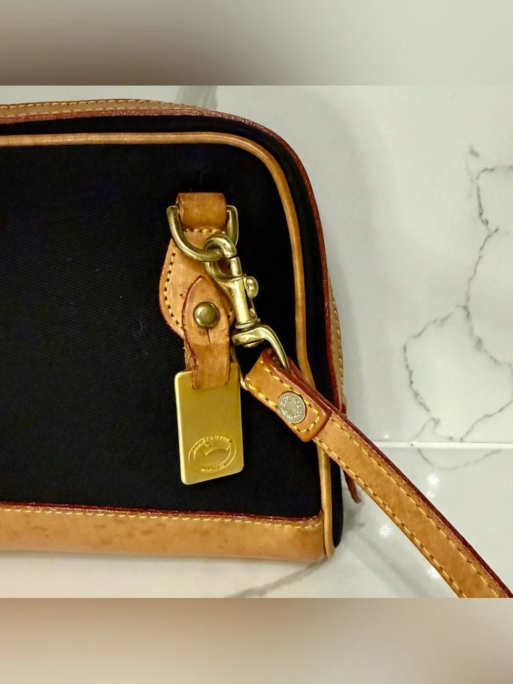 Vintage Dooney & Bourke Cabriolet Camera Crossbody Bag Black Canvas USA Made